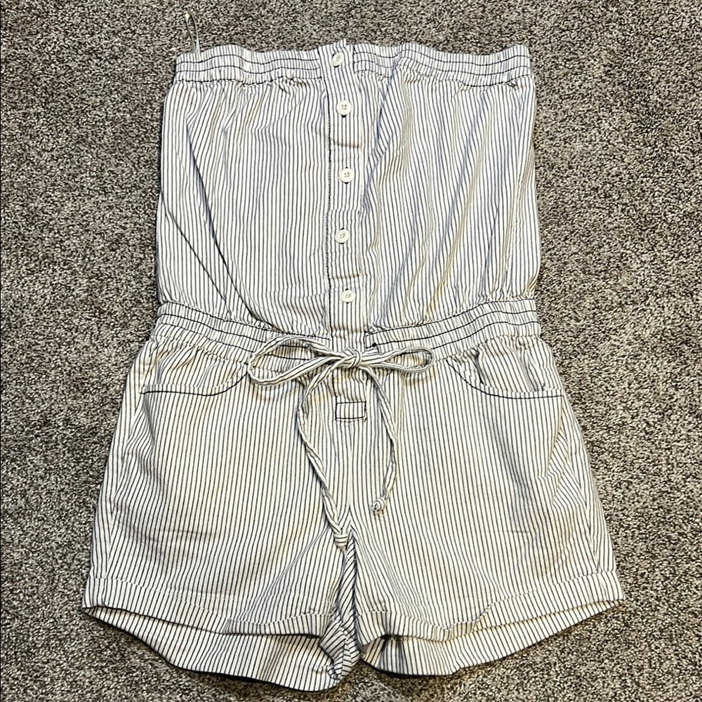 Forever 21 Navy and White Striped Romper